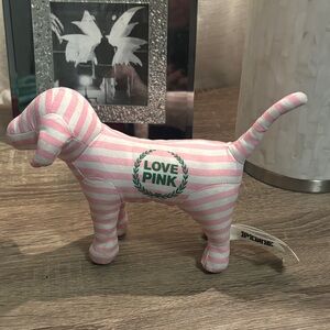 PINK Victoria's Secret Love Pink Striped Plush Dog